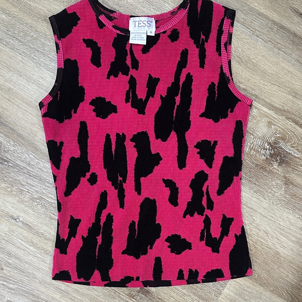 TESS Women's Pink and Black Tank Top